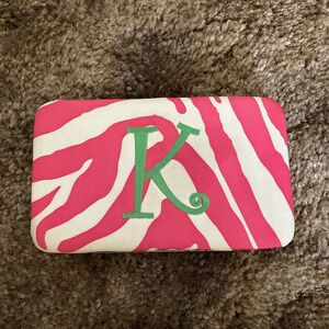 Pink & White with a Green K Zebra Wallet